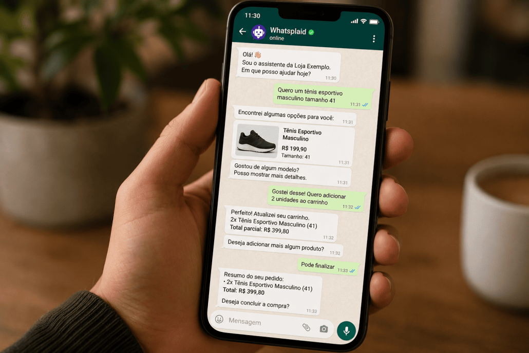 Loja no WhatsApp com IA: venda completa sem sair da conversa e fidelizar clientes